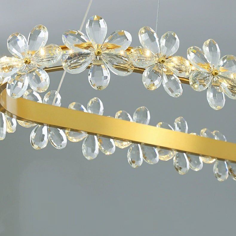New Style Flower Crystal Chandelier For Living Room Petal Ring Pendant Lighting Fixture for Girls Bedroom - Zelno Lighting