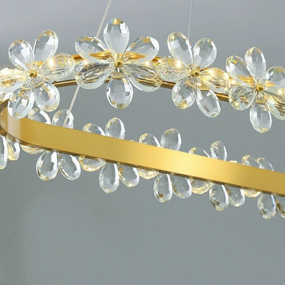 New Style Flower Crystal Chandelier For Living Room Petal Ring Pendant Lighting Fixture for Girls Bedroom - Zelno Lighting