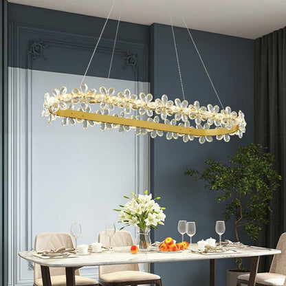 New Style Flower Crystal Chandelier For Living Room Petal Ring Pendant Lighting Fixture for Girls Bedroom - Zelno Lighting