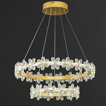 New Style Flower Crystal Chandelier For Living Room Petal Ring Pendant Lighting Fixture for Girls Bedroom - Zelno Lighting
