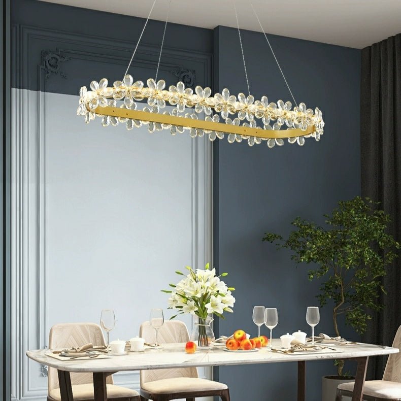 New Style Flower Crystal Chandelier For Living Room Petal Ring Pendant Lighting Fixture for Girls Bedroom - Zelno Lighting