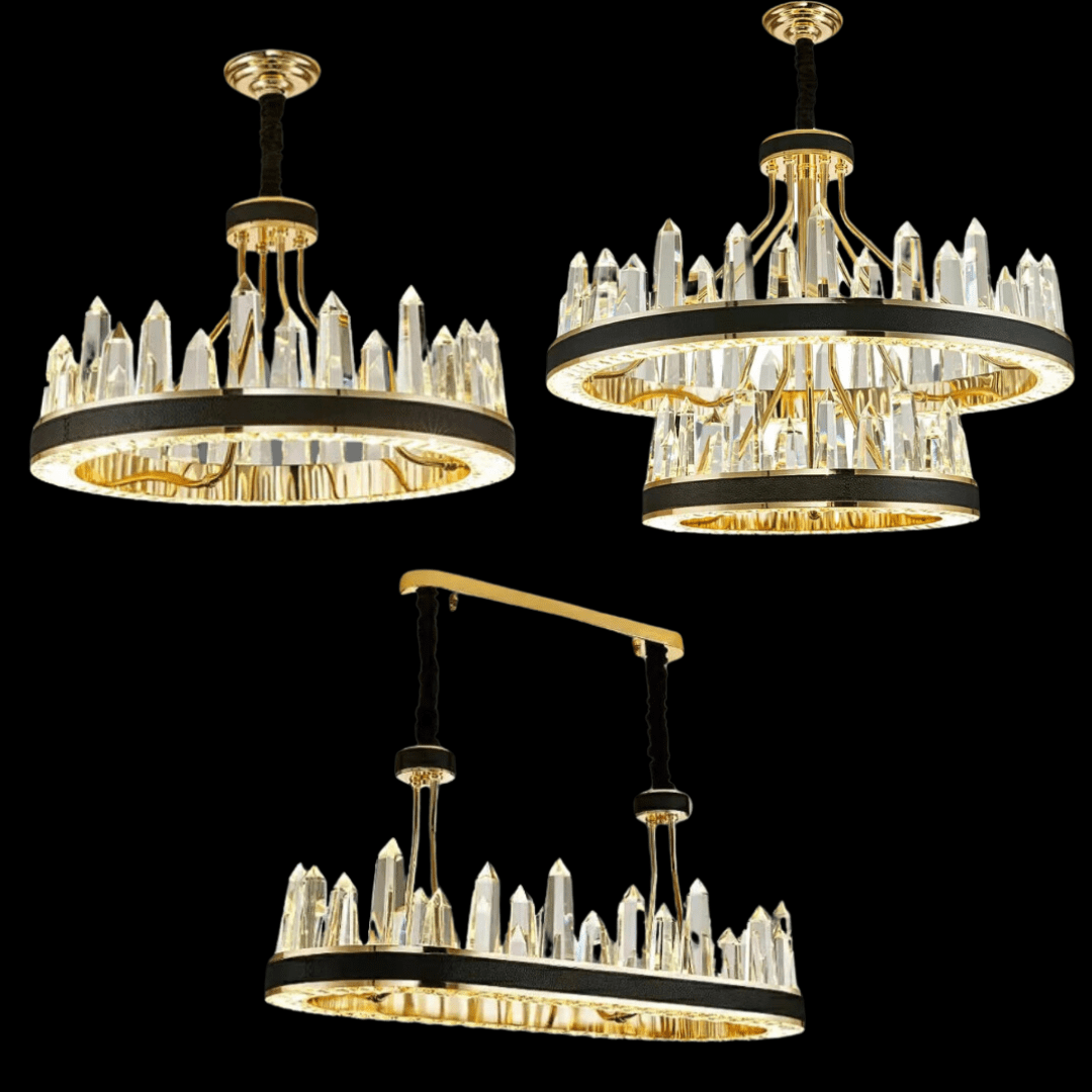New Style Iceberg Crystal Chandelier For Living Room Modern Black Crown Ceiling Lighting Fixture - Zelno Lighting