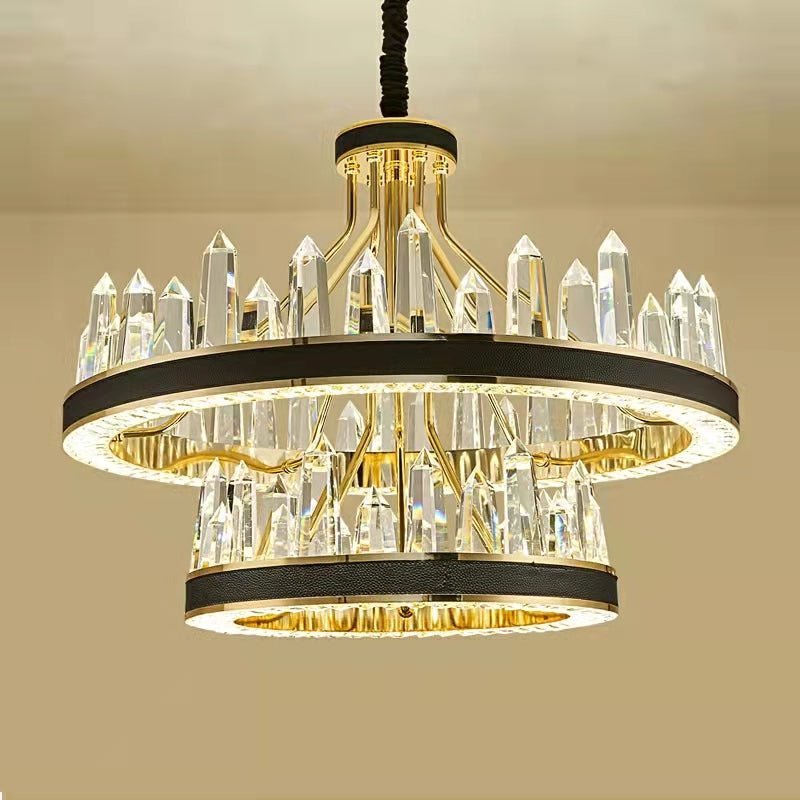 New Style Iceberg Crystal Chandelier For Living Room Modern Black Crown Ceiling Lighting Fixture - Zelno Lighting