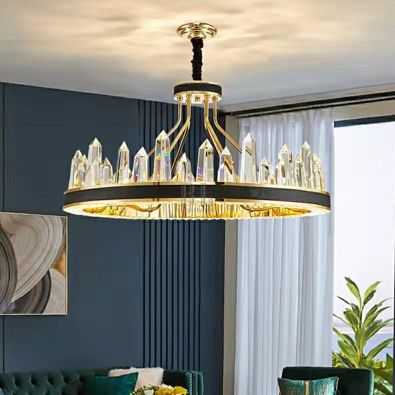 New Style Iceberg Crystal Chandelier For Living Room Modern Black Crown Ceiling Lighting Fixture - Zelno Lighting