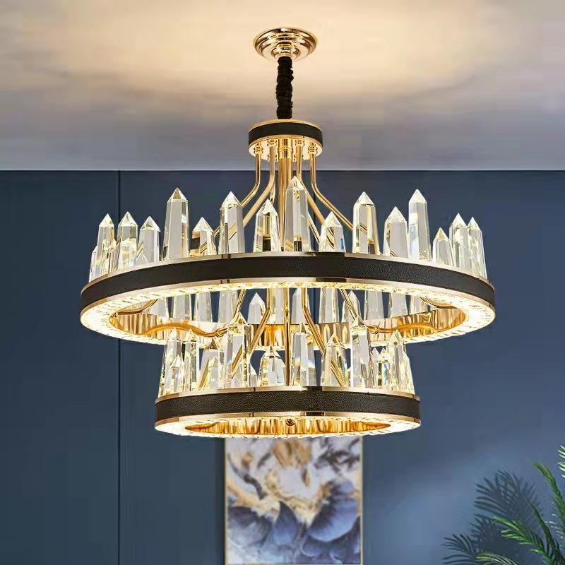 New Style Iceberg Crystal Chandelier For Living Room Modern Black Crown Ceiling Lighting Fixture - Zelno Lighting