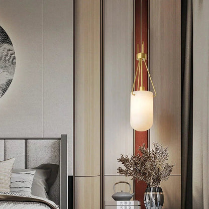 Nina Modern Alabaster Pendant Light, Alabaster Pendant Lamp Besides Bed - Zelno Lighting