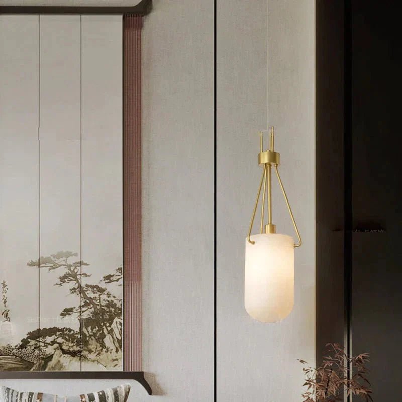 Nina Modern Alabaster Pendant Light, Alabaster Pendant Lamp Besides Bed - Zelno Lighting