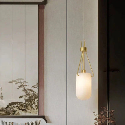 Nina Modern Alabaster Pendant Light, Alabaster Pendant Lamp Besides Bed - Zelno Lighting