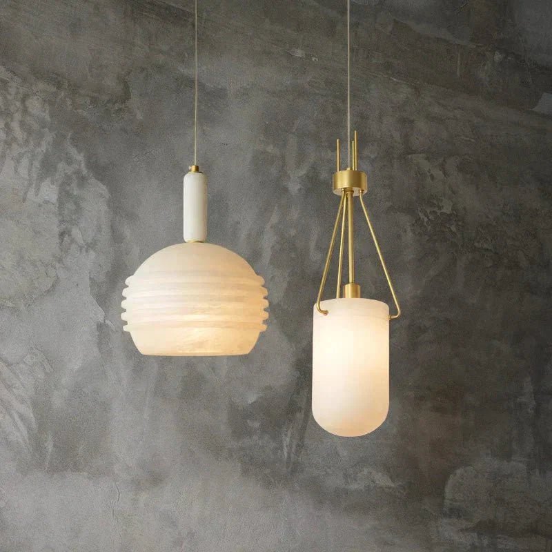 Nina Modern Alabaster Pendant Light, Alabaster Pendant Lamp Besides Bed - Zelno Lighting