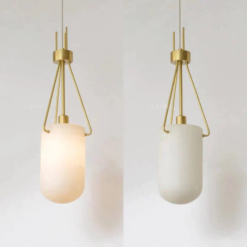 Nina Modern Alabaster Pendant Light, Alabaster Pendant Lamp Besides Bed - Zelno Lighting