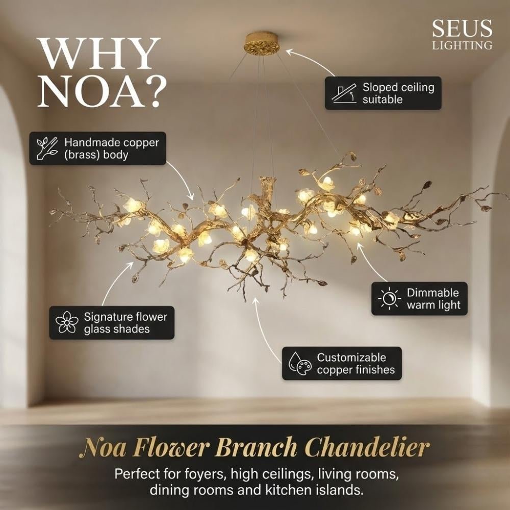 Noa Flower Branch Chandelier - Zelno Lighting