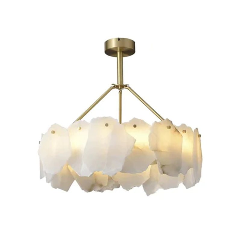Noah Alabaster Modern Snowflake Round Chandelier - Zelno