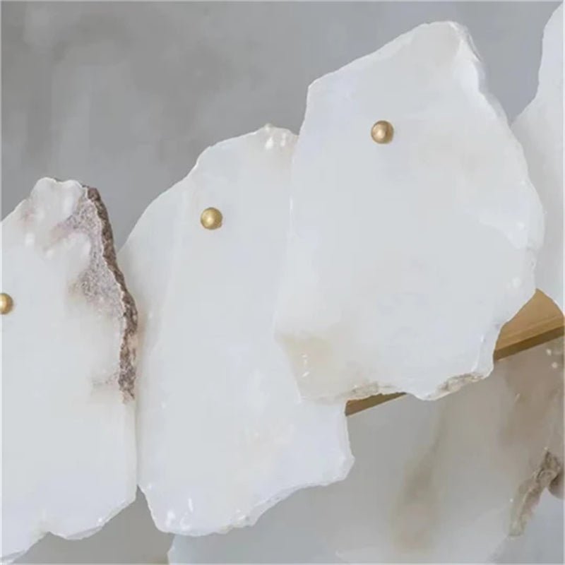 Noah Alabaster Modern Snowflake Round Chandelier - Zelno