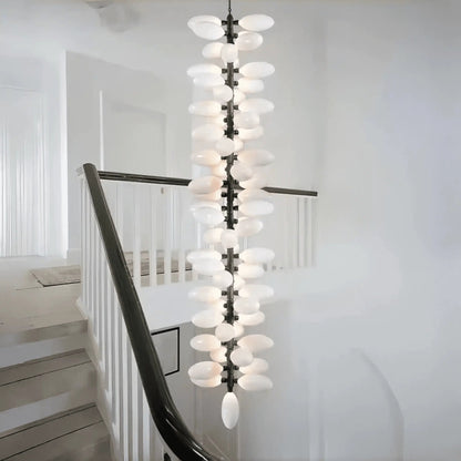 Nordic Art Long Magnolia alba Glass Ceiling Chandelier for Staircase/Hallway/Entryway Light Fixture - Zelno Lighting