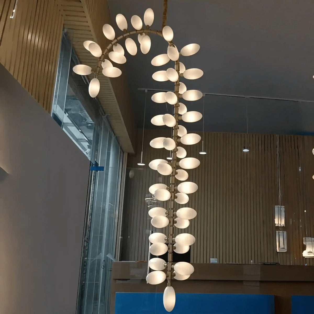 Nordic Art Long Magnolia alba Glass Ceiling Chandelier for Staircase/Hallway/Entryway Light Fixture - Zelno Lighting