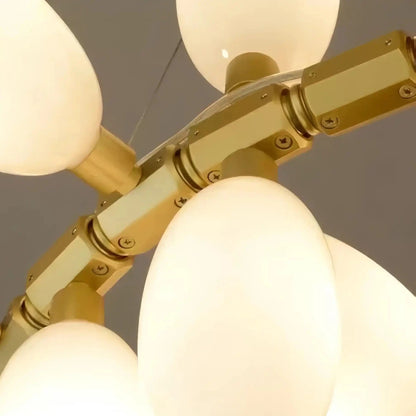 Nordic Art Long Magnolia alba Glass Ceiling Chandelier for Staircase/Hallway/Entryway Light Fixture - Zelno Lighting