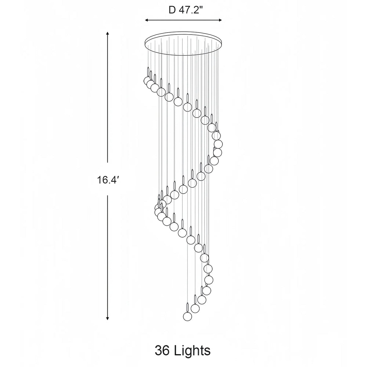 Nordic Extra Large Minimalist Long Pendant Light for High Ceiling Staircase - Zelno Lighting