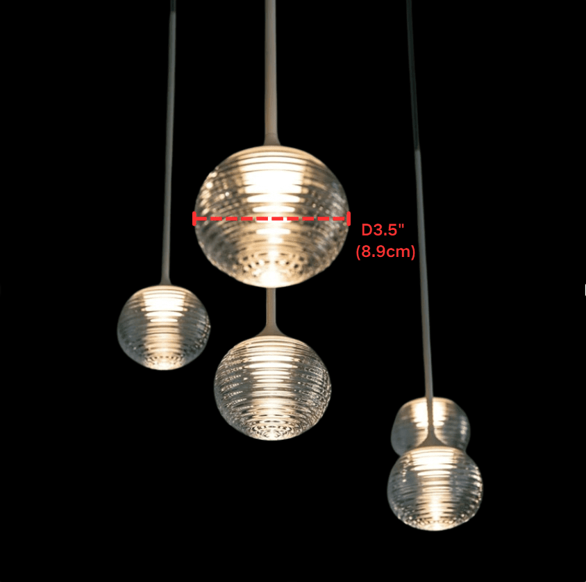 Nordic Minimalist Clear Ribbed Glass Globe Pendant Light - Zelno Lighting