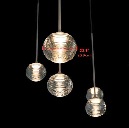Nordic Minimalist Clear Ribbed Glass Globe Pendant Light - Zelno Lighting