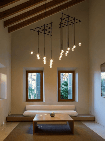 Nordic Minimalist Clear Ribbed Glass Globe Pendant Light - Zelno Lighting