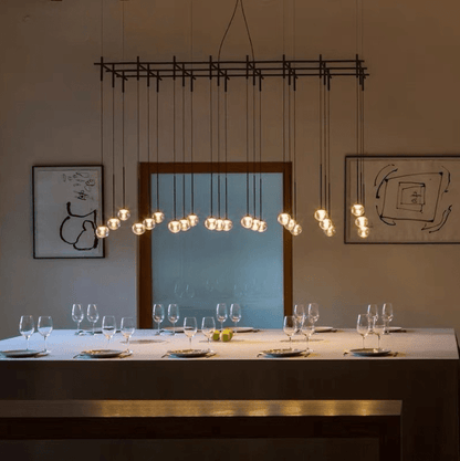Nordic Minimalist Clear Ribbed Glass Globe Pendant Light - Zelno Lighting