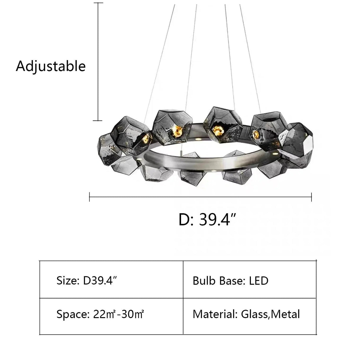 Nordic Minimalist Glass Circle Art Chandelier for Living/Dining Room/Bedroom - Zelno Lighting