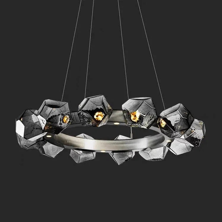 Nordic Minimalist Glass Circle Art Chandelier for Living/Dining Room/Bedroom - Zelno Lighting
