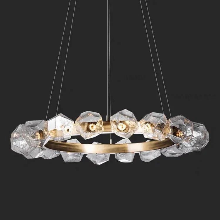 Nordic Minimalist Glass Circle Art Chandelier for Living/Dining Room/Bedroom - Zelno Lighting