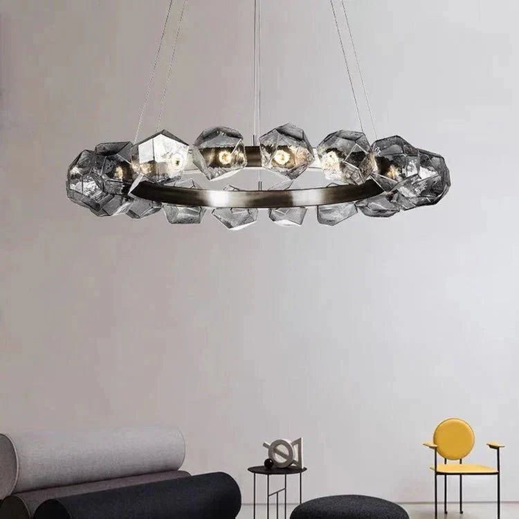 Nordic Minimalist Glass Circle Art Chandelier for Living/Dining Room/Bedroom - Zelno Lighting