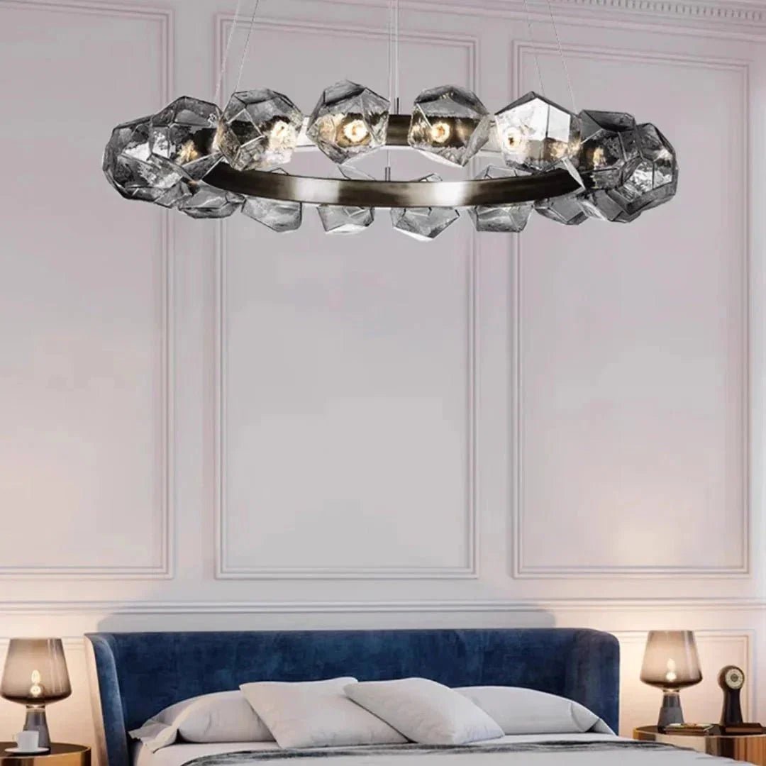 Nordic Minimalist Glass Circle Art Chandelier for Living/Dining Room/Bedroom - Zelno Lighting