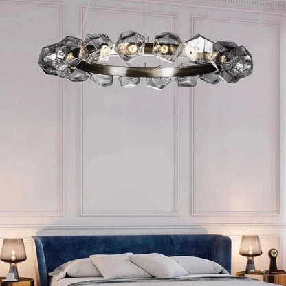 Nordic Minimalist Glass Circle Art Chandelier for Living/Dining Room/Bedroom - Zelno Lighting