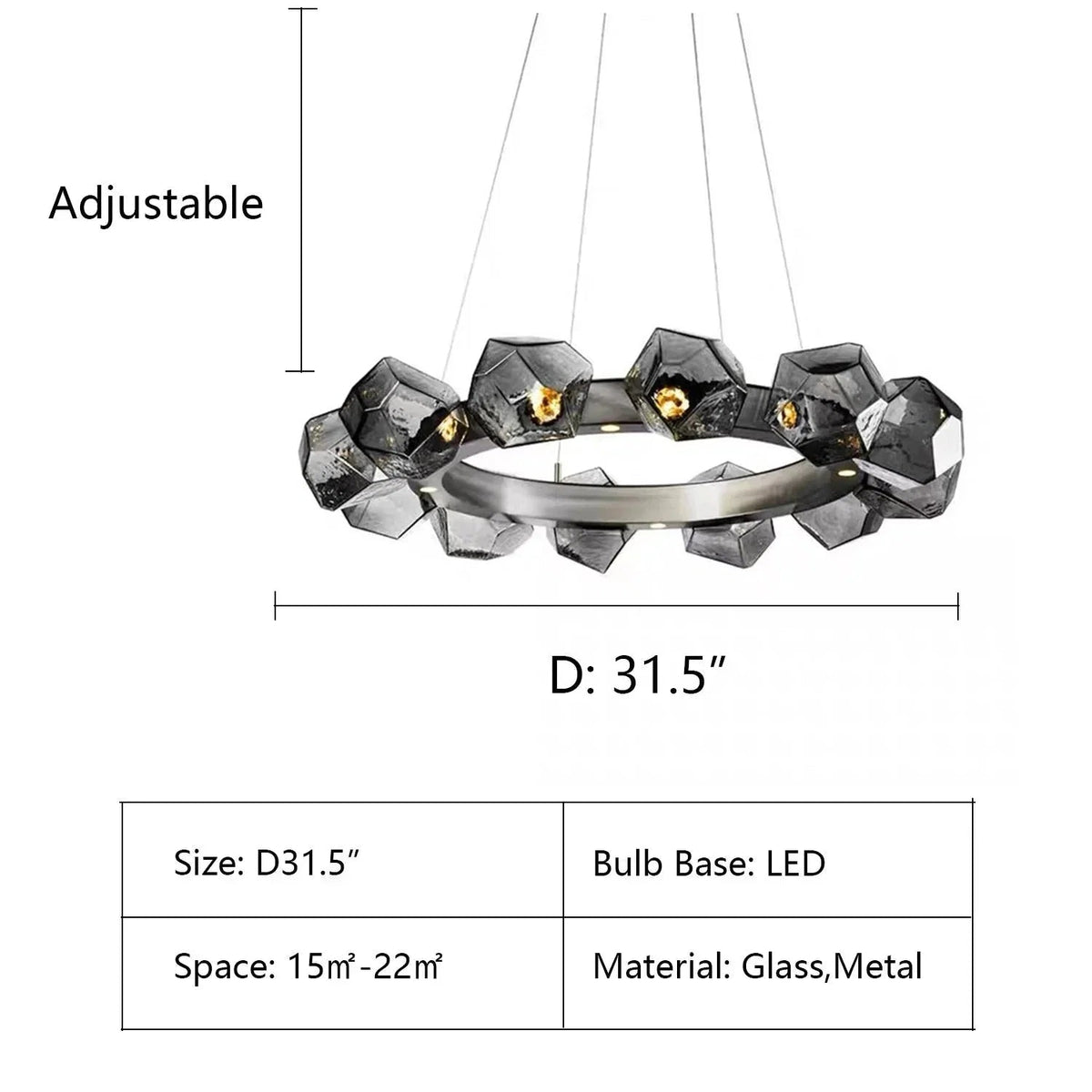 Nordic Minimalist Glass Circle Art Chandelier for Living/Dining Room/Bedroom - Zelno Lighting
