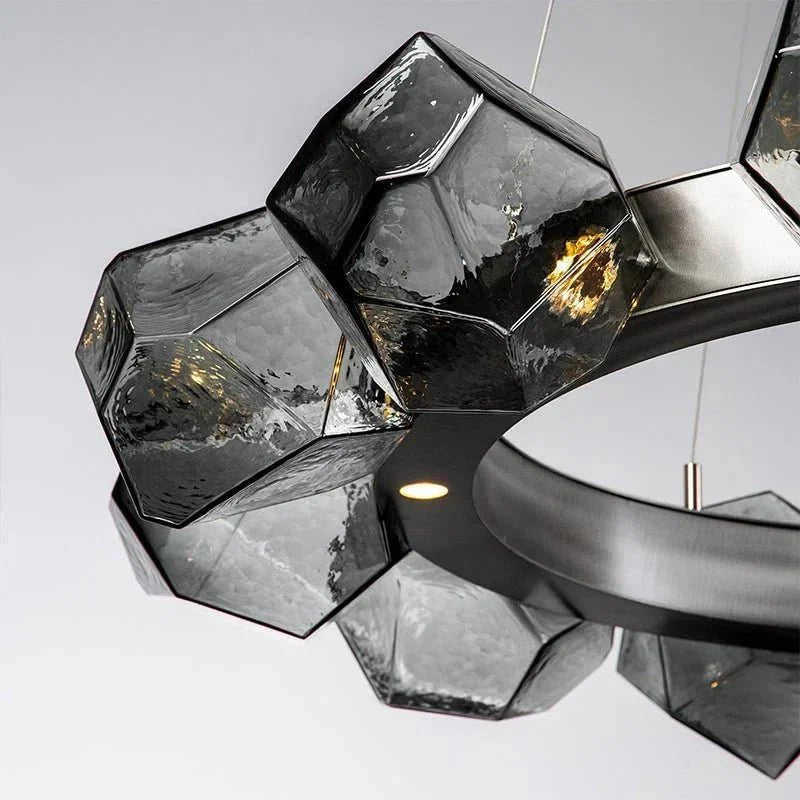 Nordic Minimalist Glass Circle Art Chandelier for Living/Dining Room/Bedroom - Zelno Lighting