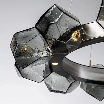 Nordic Minimalist Glass Circle Art Chandelier for Living/Dining Room/Bedroom - Zelno Lighting