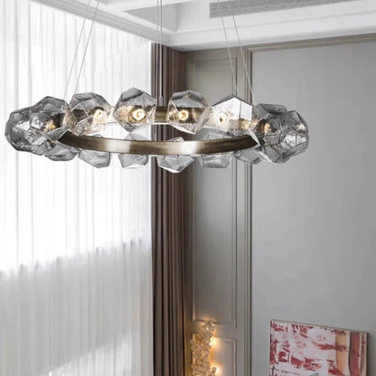 Nordic Minimalist Glass Circle Art Chandelier for Living/Dining Room/Bedroom - Zelno Lighting
