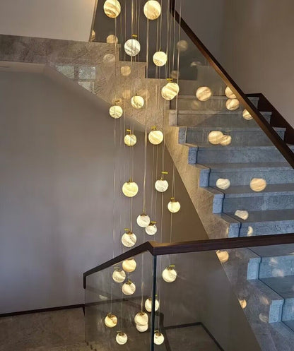 Nordic Planet Creative Long Ball Pendant Chandelier Staircase Foyer - Zelno Lighting