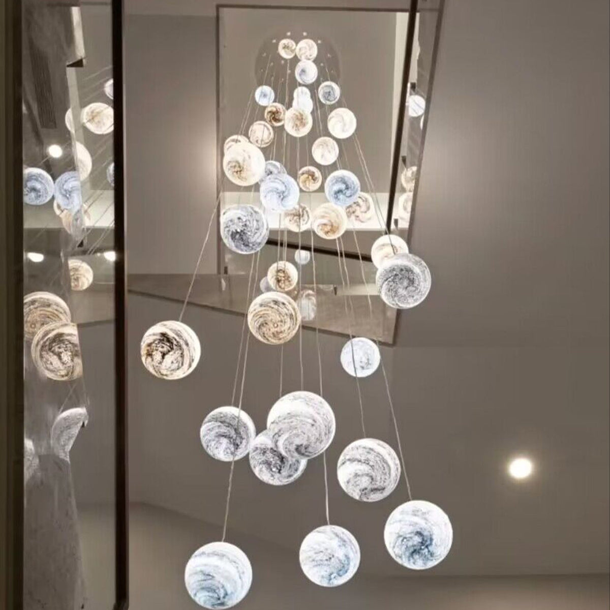 Nordic Planet Creative Long Ball Pendant Chandelier Staircase Foyer - Zelno Lighting