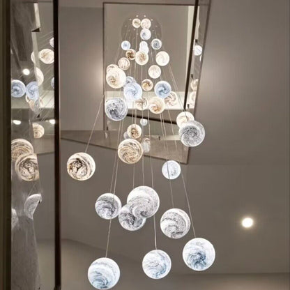 Nordic Planet Creative Long Ball Pendant Chandelier Staircase Foyer - Zelno Lighting