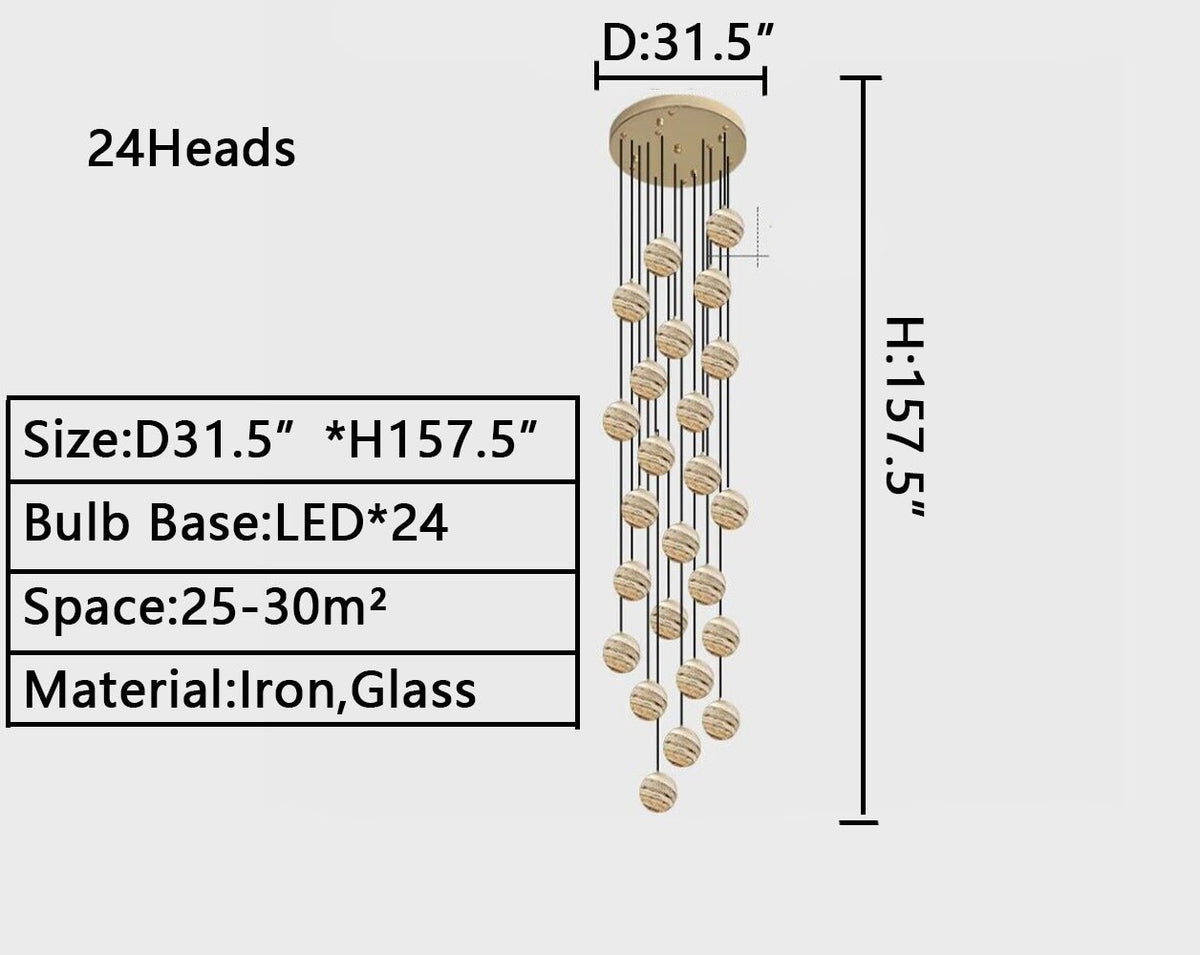 Nordic Planet Creative Long Ball Pendant Chandelier Staircase Foyer - Zelno Lighting