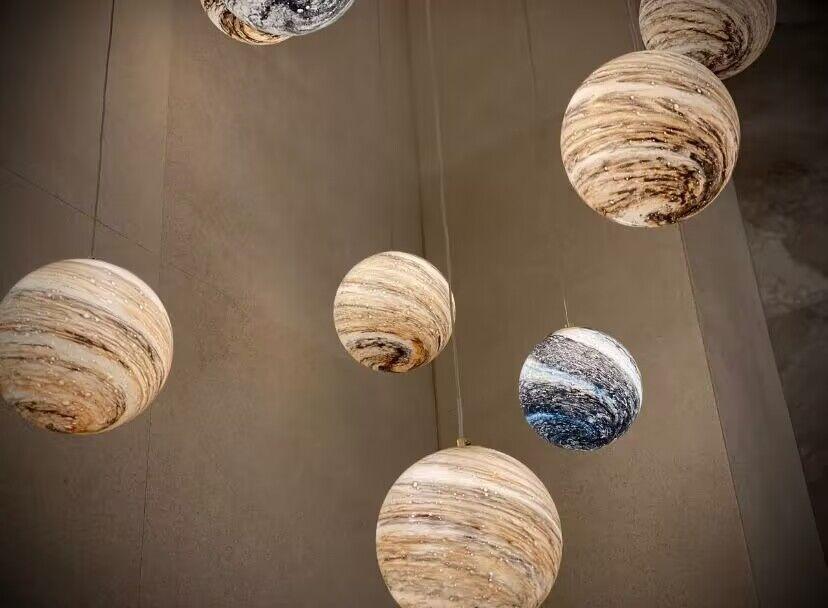 Nordic Planet Creative Long Ball Pendant Chandelier Staircase Foyer - Zelno Lighting
