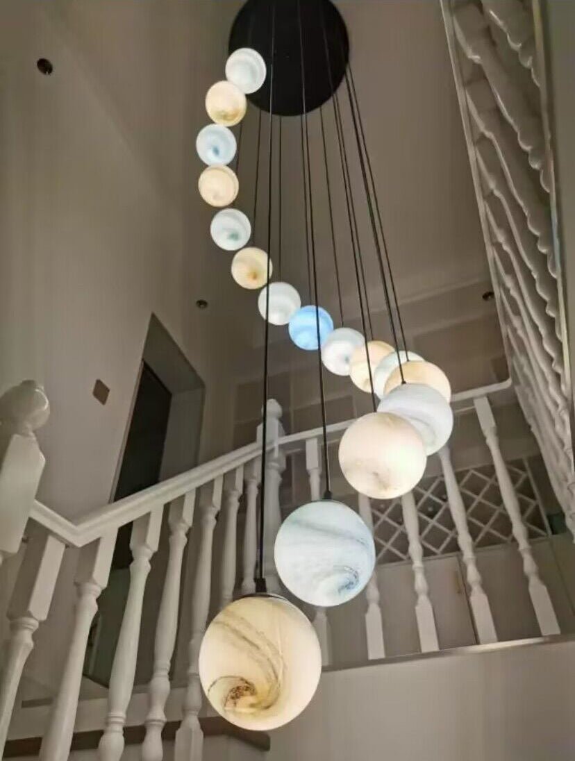 Nordic Planet Creative Long Ball Pendant Chandelier Staircase Foyer - Zelno Lighting