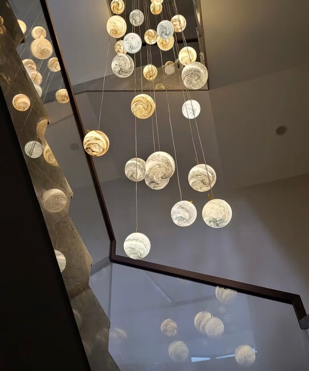 Nordic Planet Creative Long Ball Pendant Chandelier Staircase Foyer - Zelno Lighting