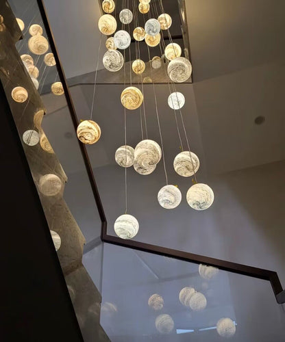 Nordic Planet Creative Long Ball Pendant Chandelier Staircase Foyer - Zelno Lighting