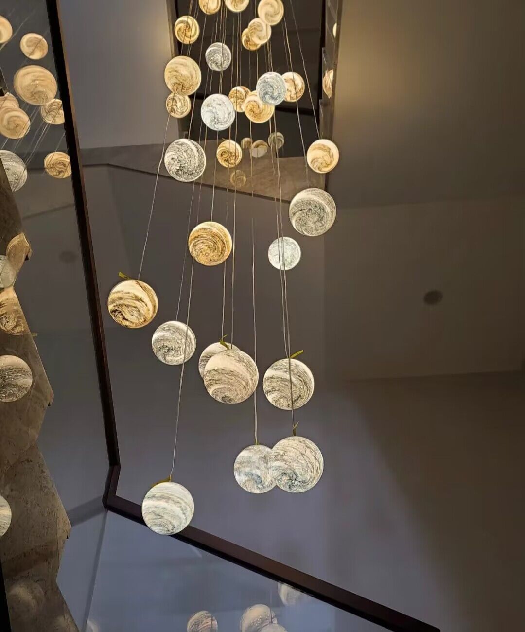 Nordic Planet Creative Long Ball Pendant Chandelier Staircase Foyer - Zelno Lighting