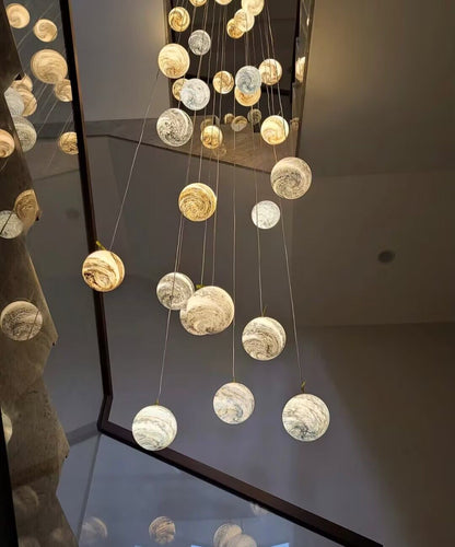 Nordic Planet Creative Long Ball Pendant Chandelier Staircase Foyer - Zelno Lighting