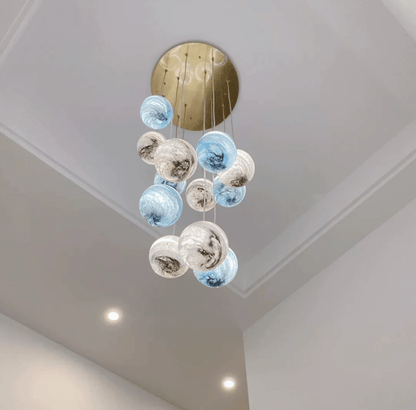Nordic Planet Creative Long Ball Pendant Chandelier Staircase Foyer - Zelno Lighting