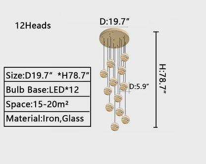 Nordic Planet Creative Long Ball Pendant Chandelier Staircase Foyer - Zelno Lighting