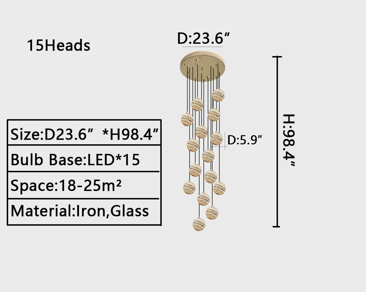 Nordic Planet Creative Long Ball Pendant Chandelier Staircase Foyer - Zelno Lighting
