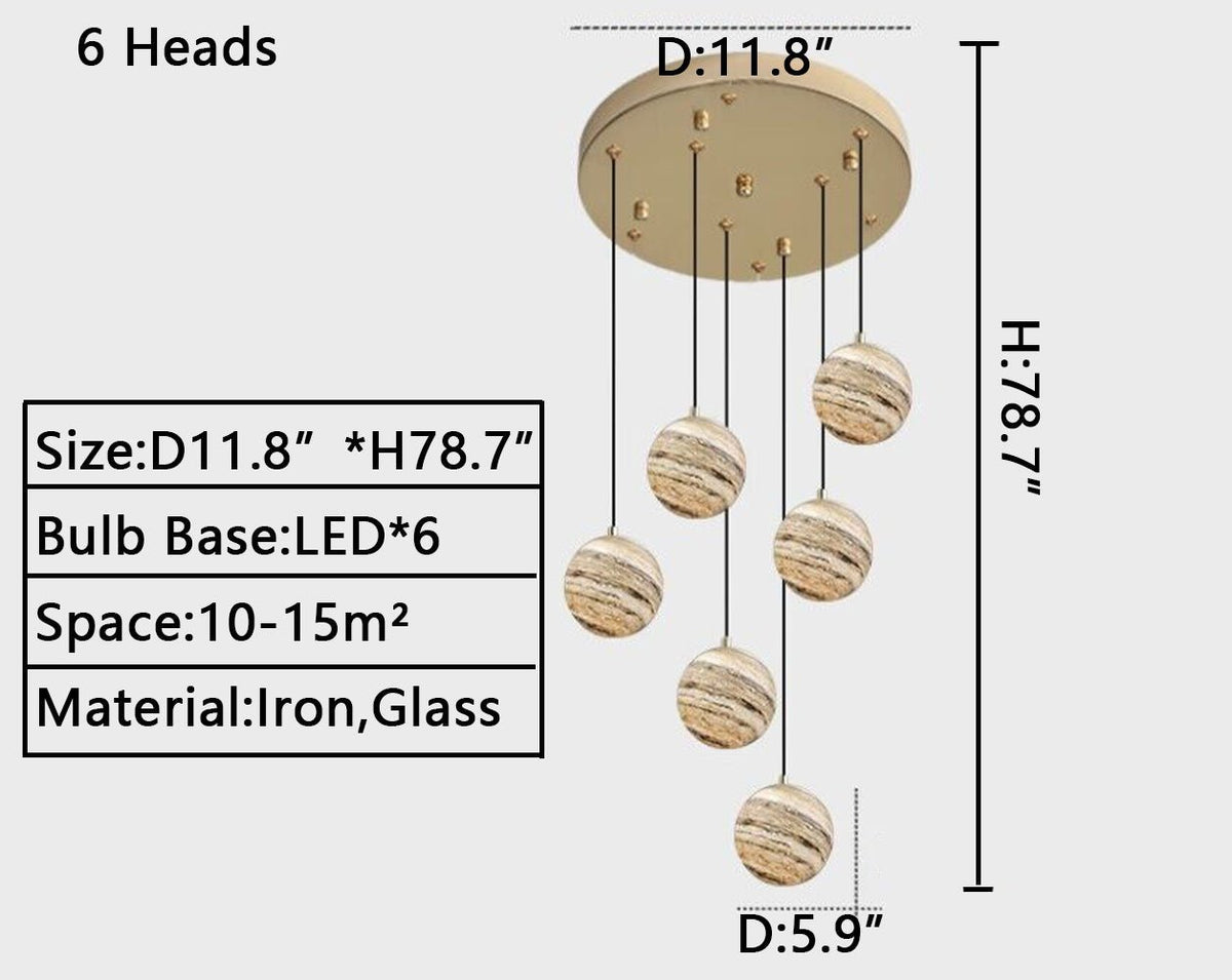 Nordic Planet Creative Long Ball Pendant Chandelier Staircase Foyer - Zelno Lighting