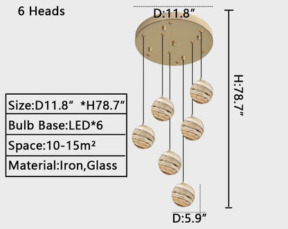 Nordic Planet Creative Long Ball Pendant Chandelier Staircase Foyer - Zelno Lighting